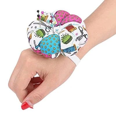 Image of ANCLLO 2pcs Wrist Pin Cushion, DIY Handcraft Tool Band Cushions Cushion Wristband Cute With Elastic Belt #1