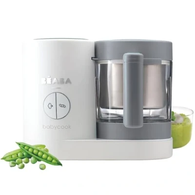 Image of Béaba Babycook Neo Baby Food Maker 6 in 1 : Processor, Blender and Cooker Soft Steamer Cooking Quick Homemade Glass Bowl Stainless Steel Tub Eucalyptus