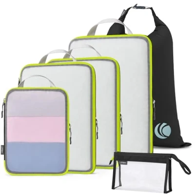 Image of Cipway Compression Travel Packing Cubes,Mesh Design Lightweight Bags Organiser for Backpack Suitcases Home Storage(Black 6pcs)
