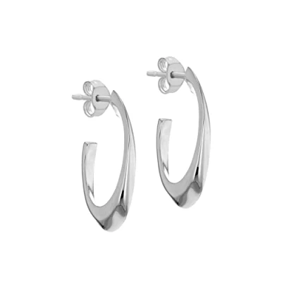 Image of Tuscany Silver Women&#039;s Sterling Oval Offset Creole Earrings