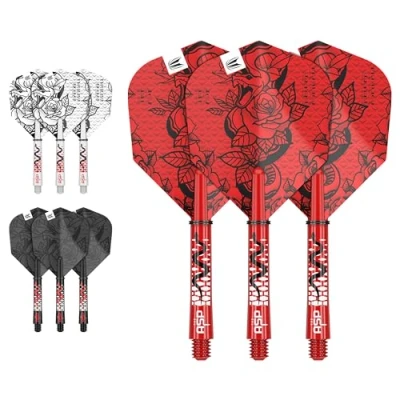 Image of TARGET Darts Nathan Aspinall Ink Design No.6 Dart Flights &amp; Intermediate (41mm) Shafts Stems 9 and in Total
