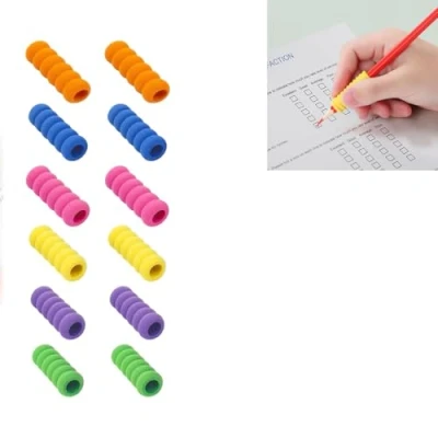 Image of Pencil Grips for Children, 12 Pcs Pen Adults Foam Kids and Easy Grip Pencils Handwriting, 6 Colours Holder Relieving Fingers