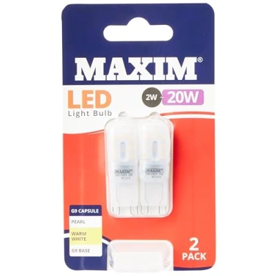 Image of Status Maxim LED G9 Warm White Light Bulb 2/20w (Pack of 2)