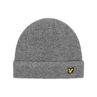 Image of Lyle &amp; Scott Racked Beanie Unisex Beanie, Size: One Size, Mid grey melange