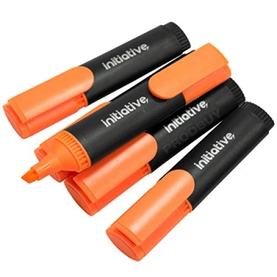 Image of Pack of 20 x Orange Fluorescent Wedge Tip Highlighter Pens (2 Packs 10)