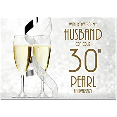Image of doodlecards Husband Pearl Wedding Anniversary Card Medium Size with Plain Envelope