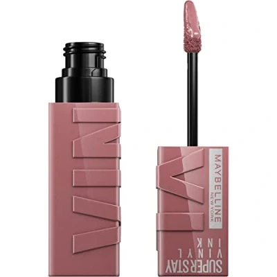 Image of Maybelline New York Lip Colour, Smudge free, Long Lasting up to 16h, Liquid Lipstick, Shine Finish, SuperStay Vinyl Ink, 110 Awestruck
