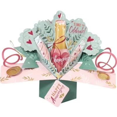 Image of Time To Celebrate Anniversary Pop Up Greeting Card Second Nature 3D Cards