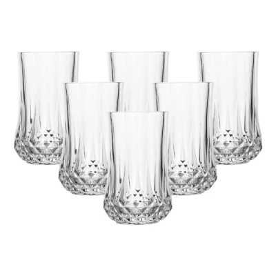 Image of simpa Diamond Etched Tumbler Hi Ball Glasses 320ml Set of 6