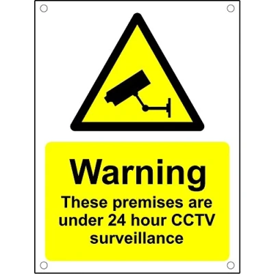 Image of Warning These Premises are Under 24 Hour CCTV Surveillance A4 Pre Drilled Sign