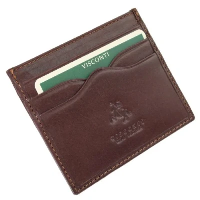 Image of Visconti Monza Collection Slim Leather POMPEII Credit Card Holder MZ1 Brown