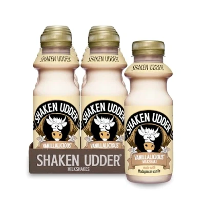 Image of Shaken Udder Vanilla Milkshake,8 x 330ml,Made with Madagascan Vanilla,High in Calcium &amp; Protein,Less Than 5% Added Sugar,Vegetarian Gluten Free