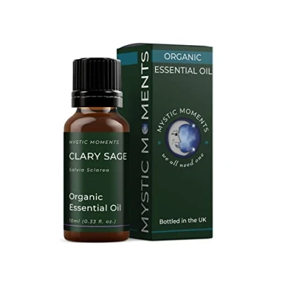Image of Mystic Moments Organic Clary Sage Essential Oil 10ml Pure &amp; Natural for Diffusers, Aromatherapy Massage Blends Vegan GMO Free