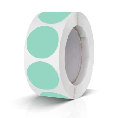 Image of Round Stickers Light Green 1 Inch Circle Labels Color Coding Dot Vinyl Floor Sticker Waterproof Removable Roll of 500