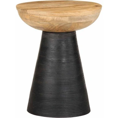 Image of vidaXL Side Table Black Ø37x45 cm Solid Wood Mango