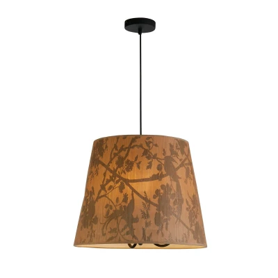 Image of Isla 3 Light Dome Celling Pendant, Recycled Paper Shade and Black Metal