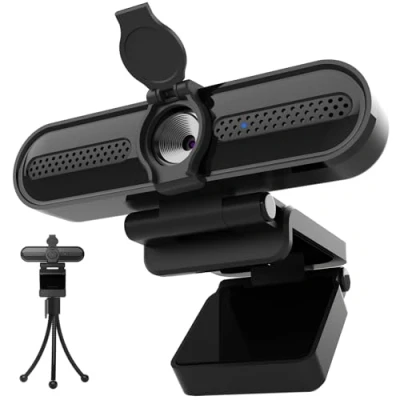 Image of VIZOLINK W4DS HD Webcam for PC, 1080P 60fps FHD with Microphone, Light Correction, Privacy Cover and Tripod, 78Wide Angle, Plug &amp;Play Video Calling Streaming, Zoom/Skype/Teams/Mac