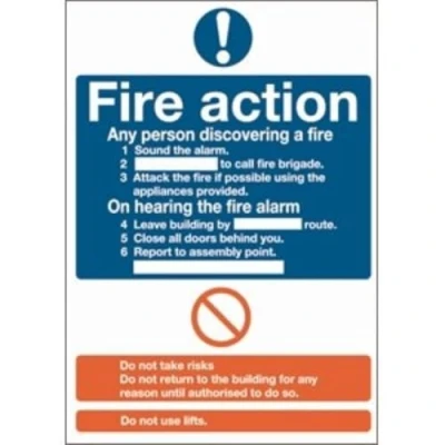 Image of Fire Action Sign