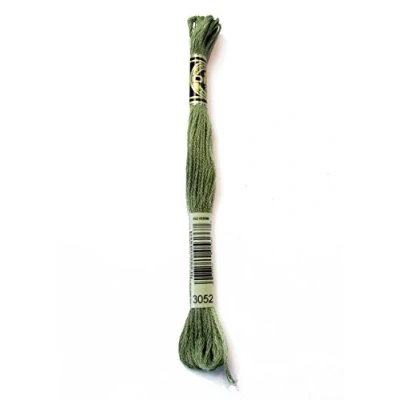 Image of DMC 117MC 3052 Embroidery Floss, Cotton, Green, 8 Metres