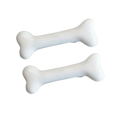 Image of xbiez Dog Bone Hair Clip Plastic Barrettes Halloween Y2K Pins Cosplay Party Accessories for Women Girls