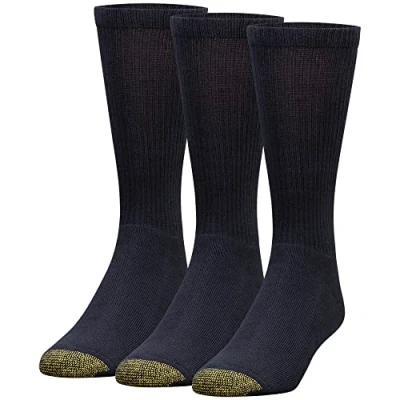 Image of Gold Toe Men&#039;s Uptown Crew socks, 3 pairs casual Black, L UK