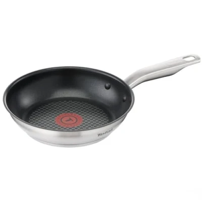 Image of Tefal Virtuoso E49104 Stainless Steel Pan 24 cm Induction with Titanium Pro Non Stick Coating Thermal Signal at Ideal Frying Temperature Suitable for All Hob Types Faster Results