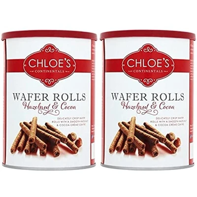 Image of Chloe&#039;s Hazelnut &amp; Cocoa Wafer Rolls Pack of 2 X 400G