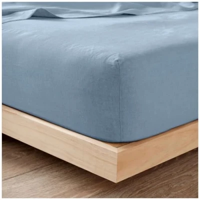 Image of Plain Flannel Fitted Sheet 100% Brushed Cotton Bedding Sheets For Double Bed 25cm Deep Elastic Corner Flannelette Bedsheet &amp; Mattress Thermal (193x137Cm) Blue