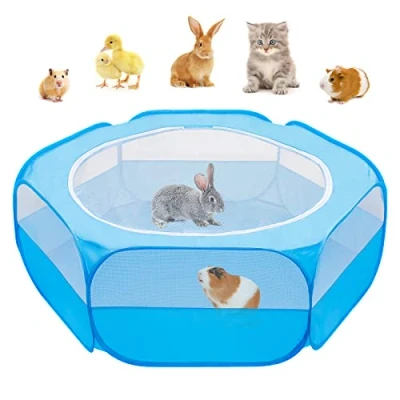 Image of Guinea Pig Playpen with Cover, Hamster Anti Escape Top, Rabbit Pop Up Roof, Small Animal Play Pen Indoor, for Bunny/Ferret/Chinchilla/Bearded Dragon/Rat/Kitten/Cat
