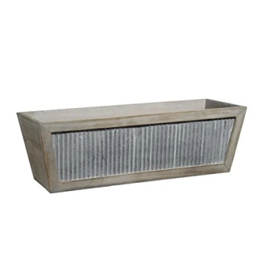 Image of Classic Home and Garden Planter, Wood, Galvanized