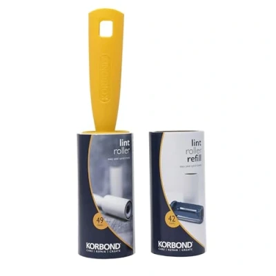 Image of Korbond Lint Roller &amp; Refill Set 1 and Large Refills 91 Sheet Rollers for Pet Hair ALL FABRIC TYPES Remover