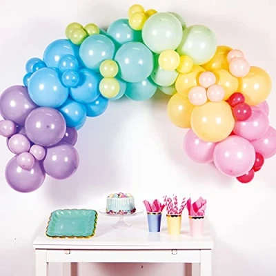 Image of Amscan 9909314 Pastel Rainbow DIY Latex Balloon Arch Garland Kit 78 Pieces