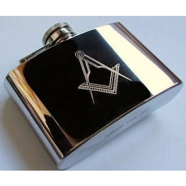 Image of County Engraving Personalised Masonic Compass and Square Engraved Hip Flask