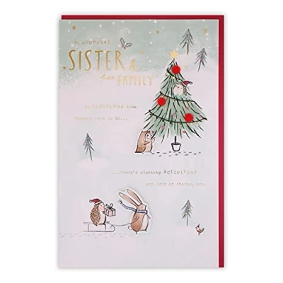 Image of Clintons: Cute Characters Sister &amp; Family Christmas Card, Multi Colour, 155 x 235, 1171294