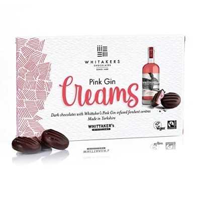 Image of Whitakers Chocolate Dark Pink Gin Creams 150g 15 Pieces