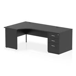 Image of Impulse 1600 LH Crescent Desk Black Top Panel End 800 High Ped