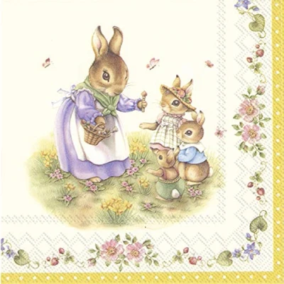 Image of 20 Napkins M?rchenhafte Hasenfamilie Easter Table Decoration 33 x cm