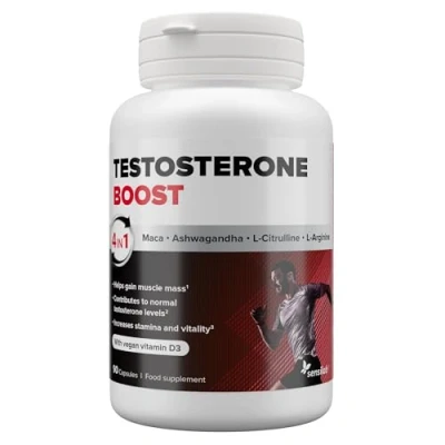 Image of Testosterone Supplements for Men Ashwagandha, Maca Root, Zinc, Vitamin D, Selenium, L Citrulline, Arginine Booster 90 Capsules 30 Days by Sensilab