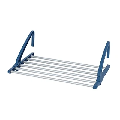 Image of WENKO telescopic balcony clothes dryer aluminum, sturdy for indoor &amp; outdoor, extendable between 57 106 cm, made of stainless matt silver