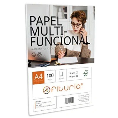 Image of A4 Folios Pack with 100 White Sheets, Multifunctional Paper for School Use and Work Environments, Ideal Laser, Injection or Photocopiers Ofituria (100 g/m2)
