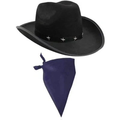Image of I LOVE FANCY DRESS LTD COWBOY HAT &amp; NECKSCARF ACCESSORIES. BLACK STAR STUDDED WHITE BANDANA. WILD WEST WESTERN SHERIFF. PACK OF: 1 BANDANA COLOUR: BLUE