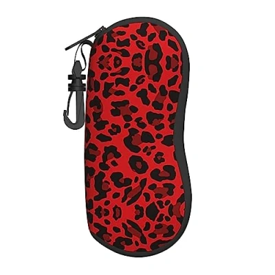 Image of PIXOLE Red Leopard Pattern print Unisex eyeglasses box Cases,Protective case For Glasses, sunglasses soft case,glasses