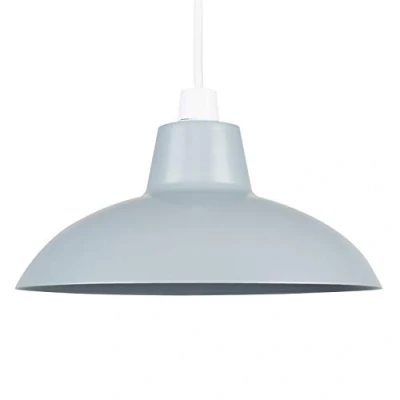 Image of MiniSun Retro Style Gloss Grey Metal Easy Fit Ceiling Pendant Light Shade Complete with a 10w LED Bulb [3000K Warm White]