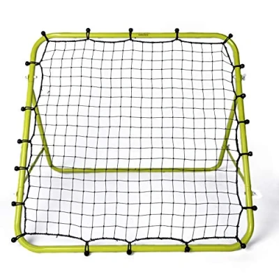 Image of Football Master ™ Premium Fluorescent Green Single Sided Sports Multi Skills Rebounder Training Aid Target Soccer Goal Kickback Adjustable Practise Goalkeeper Coaching Rebound Net