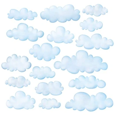 Image of DECOWALL DS 8030 Clouds (Small) Kids Wall Stickers Decals Peel and Stick Removable for Nursery Bedroom Living Room Art murals Decorations