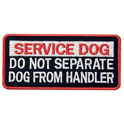 Image of Service Dog Do Not Separate from Handler Vests/Harnesses Emblem Embroidered Fastener Hook &amp; Loop Patch