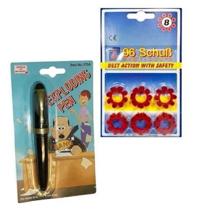 Image of Exploding Pen &amp; Caps Set Bang Toilet Seat Bathroom Surprise Fun Practical Jokes Pranks Shock Trick
