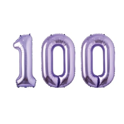 Image of Purple Number 100 Foil Balloon, 101cm