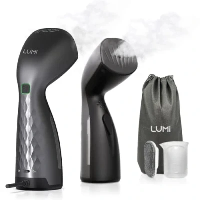 Image of LUMI Handheld Clothes Steamer 105ML Tank 25s Heat Up UK Plug Jug, Brush &amp; Travel Bag Use For Home Iron