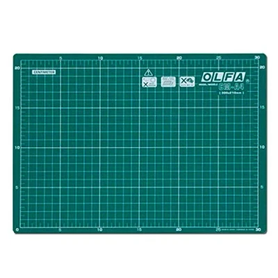 Image of Olfa 30cm X 21cm Cutting Mat Premium Double Sided Self Healing &amp; Eco Friendly Multipurpose for Fabric, Sewing, Quilting, and Crafts, Green, CM A4 RC